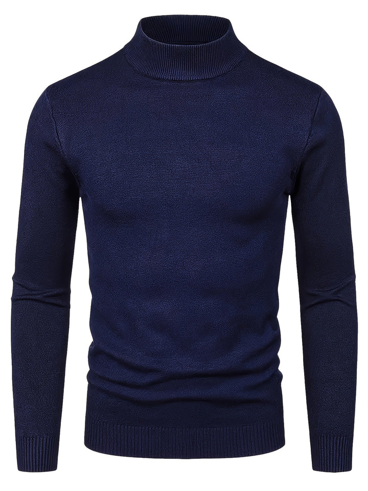 Olvard | Herren Mock-Neck Strickpullover Blau - Light Blue - Image 5