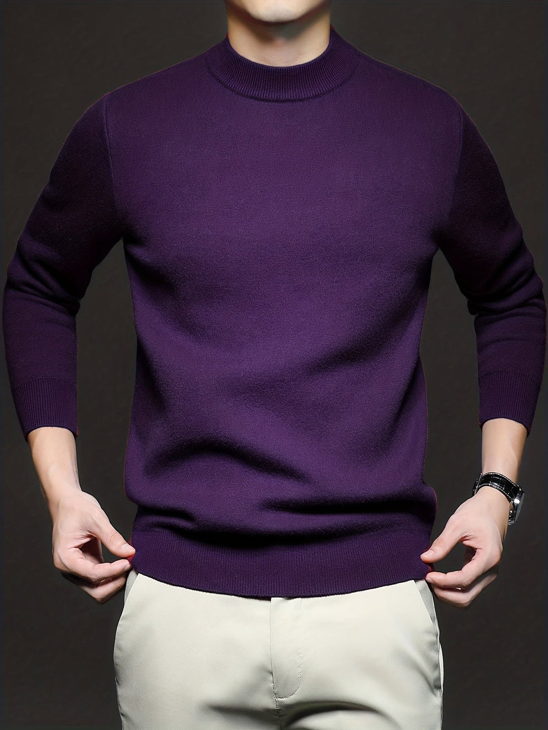 Olvard | Herren Mock-Neck Strickpullover Blau - Light Blue - Image 6