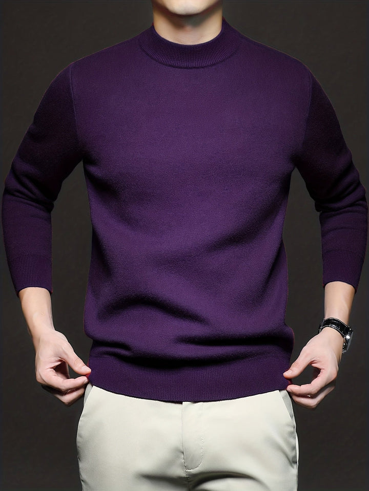Olvard | Herren Mock-Neck Strickpullover Blau - Light Blue - Image 6