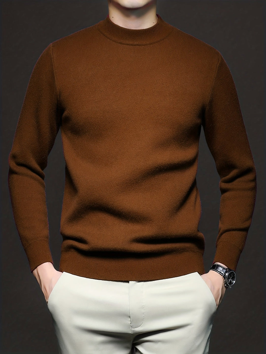 Olvard | Herren Mock-Neck Strickpullover Blau - Light Blue - Image 9