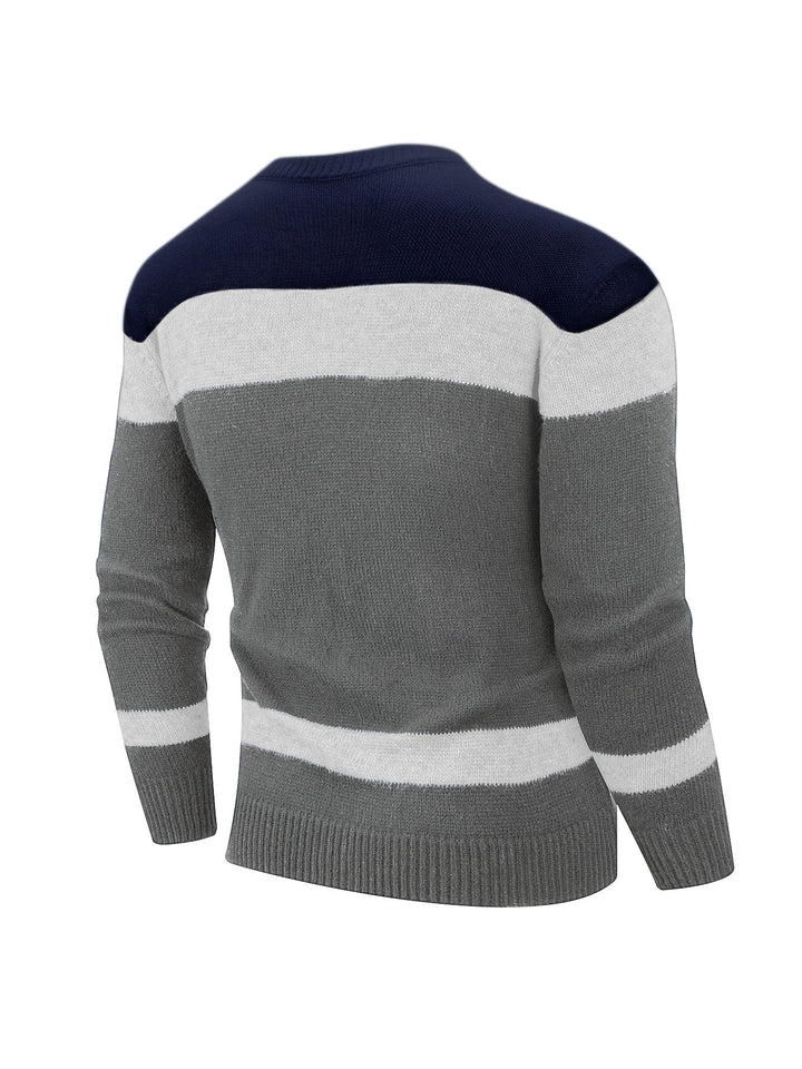 Olvern | Herren Colorblock Strickpullover Rundhals - Image 10