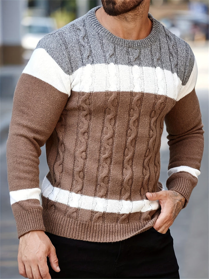 Olvern | Herren Colorblock Strickpullover Rundhals - Image 4