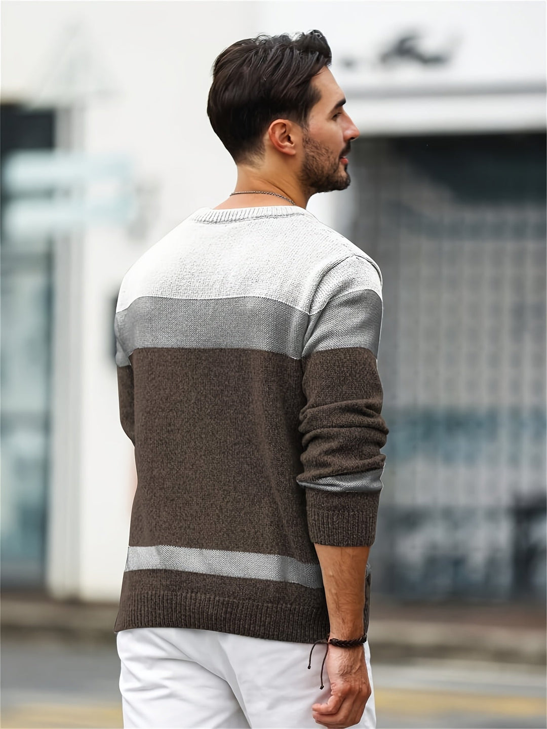 Olvern | Herren Colorblock Strickpullover Rundhals - Image 8