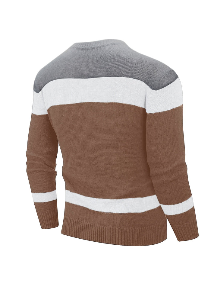 Olvern | Herren Colorblock Strickpullover Rundhals - Image 9