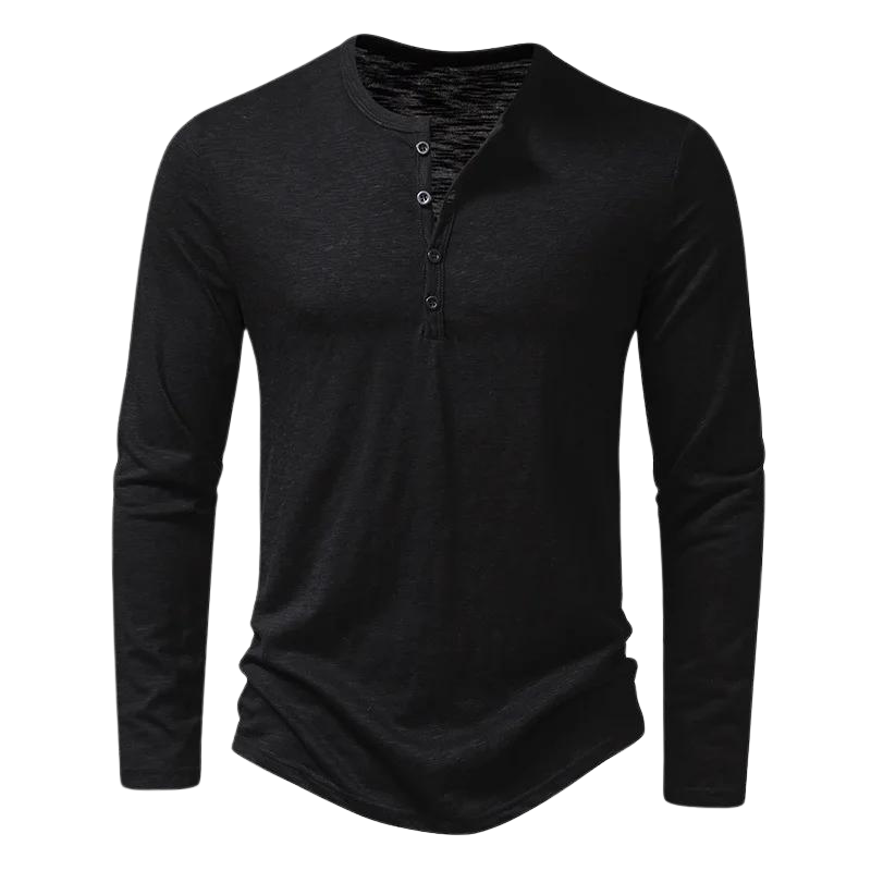 Leon | Herren Henley Langarmshirt Knopfleiste Slim Fit