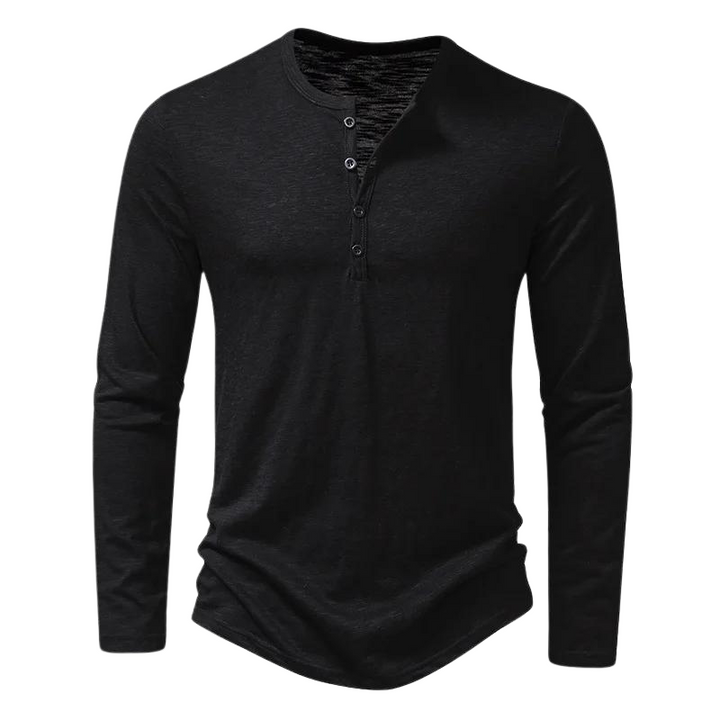 Leon | Herren Henley Langarmshirt Knopfleiste Slim Fit