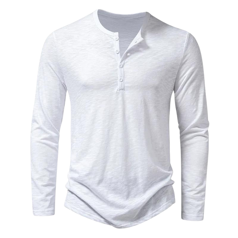 Leon | Herren Henley Langarmshirt Knopfleiste Slim Fit