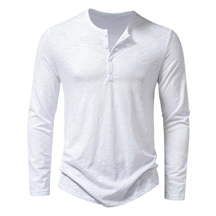 Leon | Herren Henley Langarmshirt Knopfleiste Slim Fit