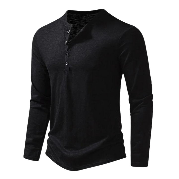 Leon | Herren Henley Langarmshirt Knopfleiste Slim Fit