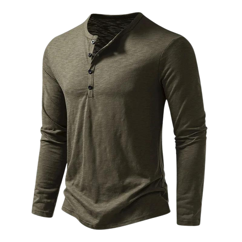 Leon | Herren Henley Langarmshirt Knopfleiste Slim Fit