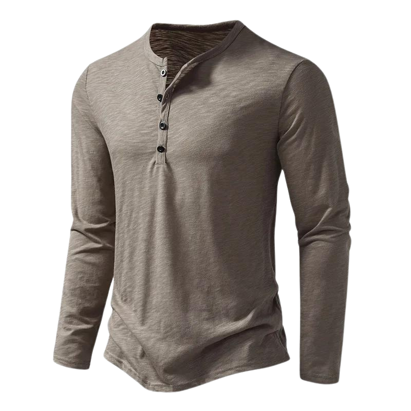 Leon | Herren Henley Langarmshirt Knopfleiste Slim Fit
