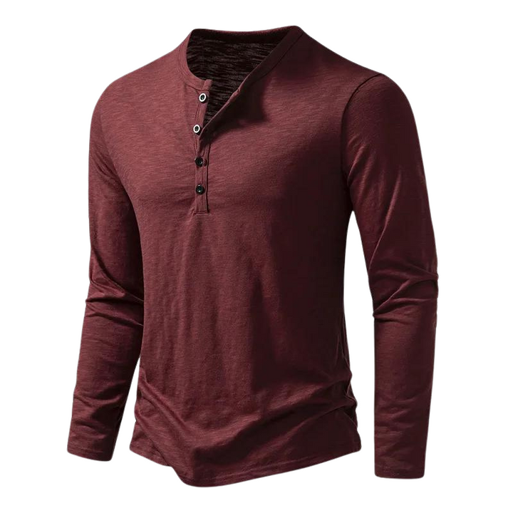 Leon | Herren Henley Langarmshirt Knopfleiste Slim Fit