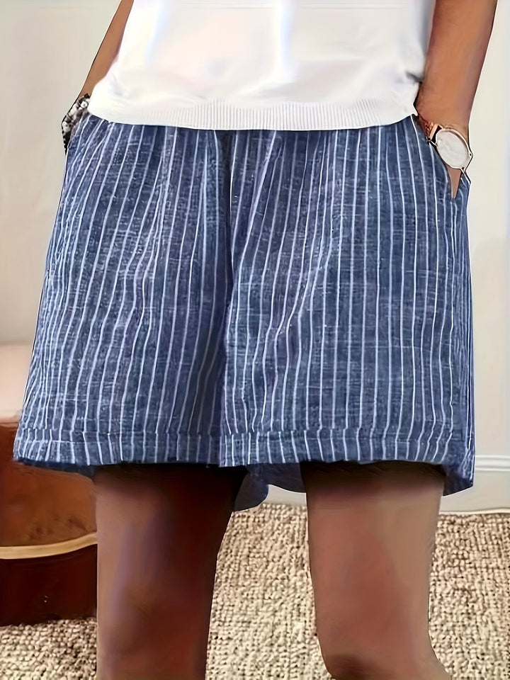Orla | Damen Gestreifte Wide-Leg Shorts mit Elastikbund - Striped - Image 2