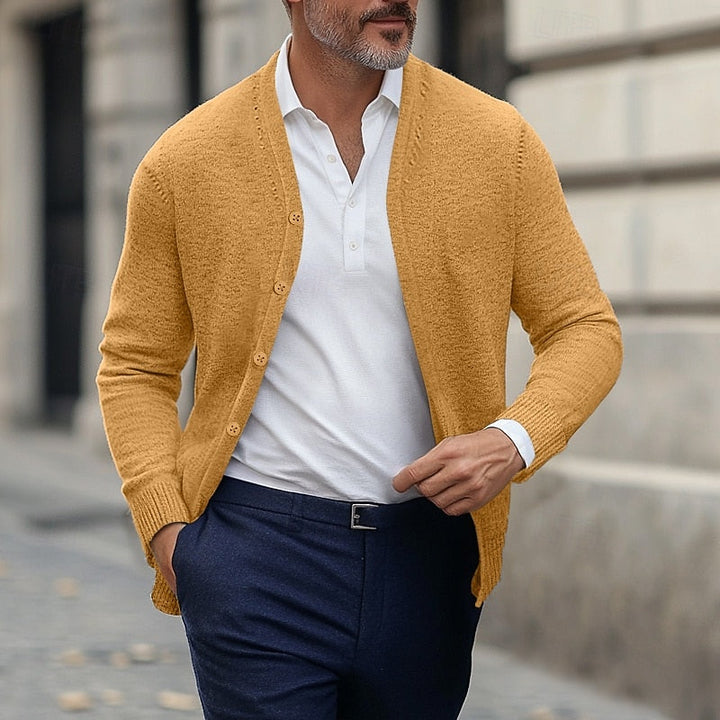 Ormfried | Herren Strickjacke V-Ausschnitt Cardigan - Grey - Image 2