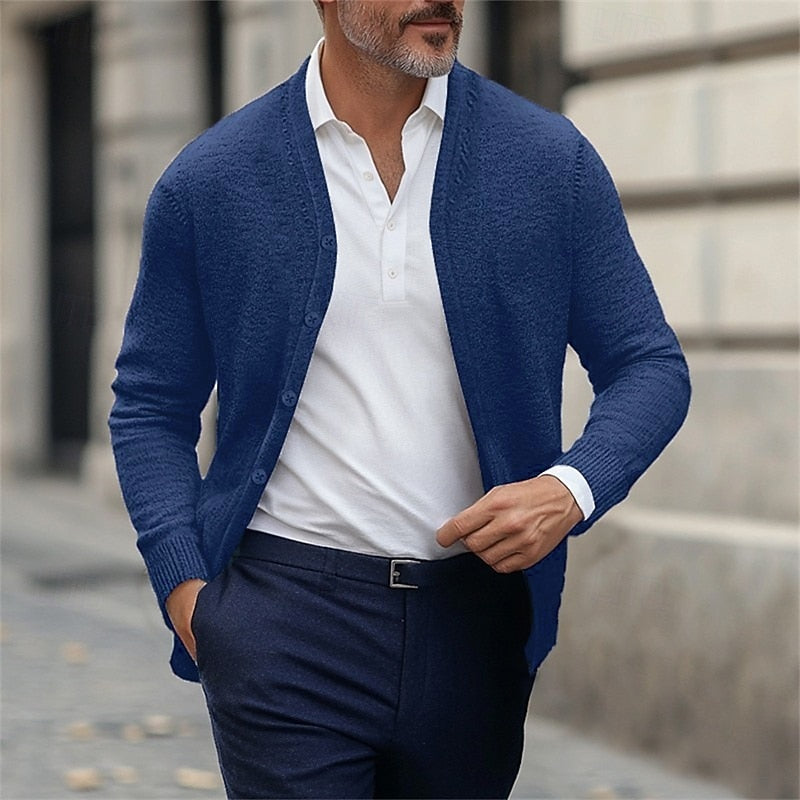 Ormfried | Herren Strickjacke V-Ausschnitt Cardigan - Grey - Image 6