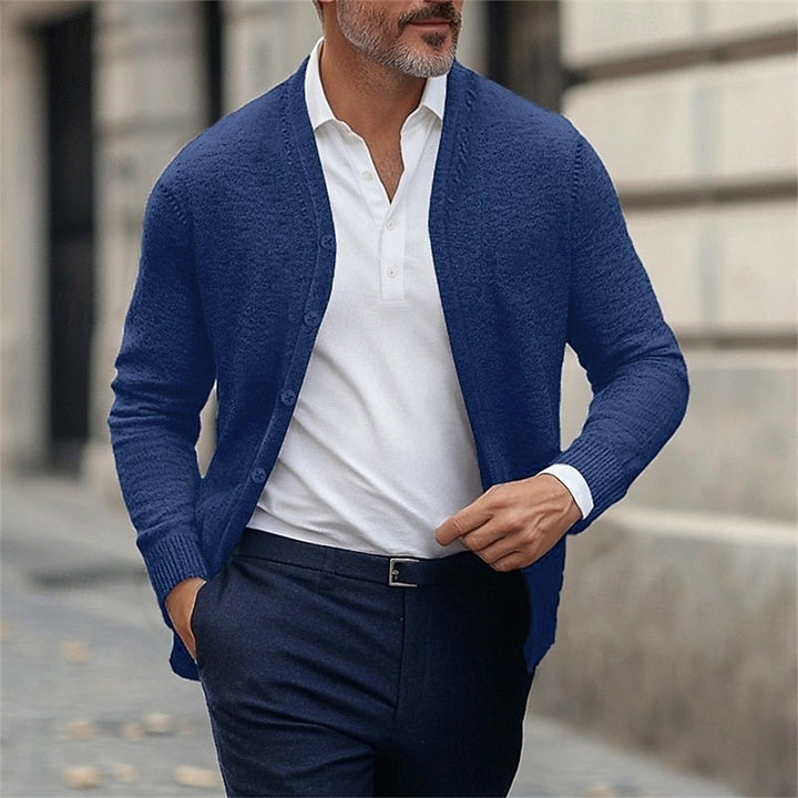 Ormfried | Herren Strickjacke V-Ausschnitt Cardigan - Grey - Image 6