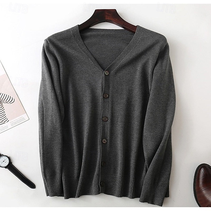Ormfried | Herren Strickjacke V-Ausschnitt Cardigan - Grey - Image 7