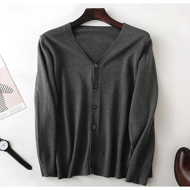 Ormfried | Herren Strickjacke V-Ausschnitt Cardigan - Grey - Image 7