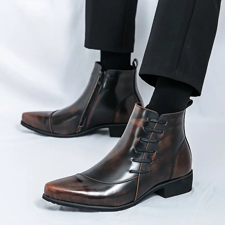 Oskar | Herren Stiefeletten Eckige Spitze Reißverschluss - Dark Brown - Image 1