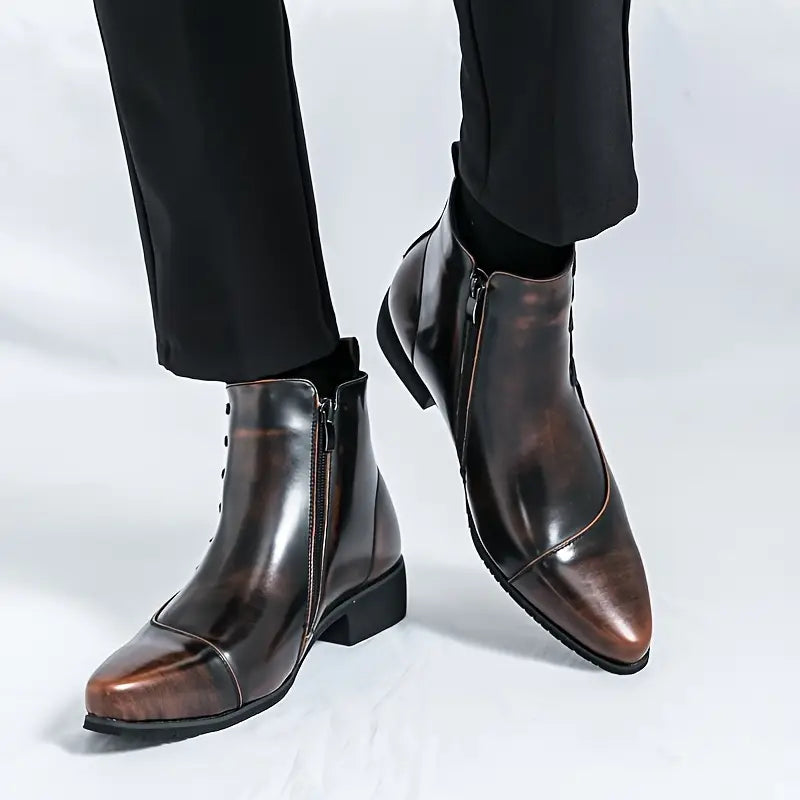Oskar | Herren Stiefeletten Eckige Spitze Reißverschluss - Dark Brown - Image 2