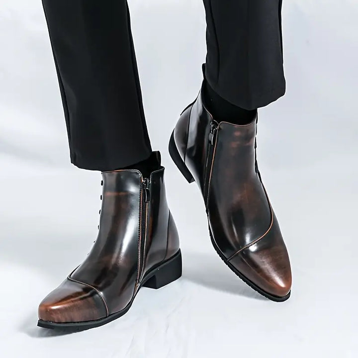 Oskar | Herren Stiefeletten Eckige Spitze Reißverschluss - Dark Brown - Image 2
