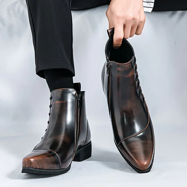 Oskar | Herren Stiefeletten Eckige Spitze Reißverschluss - Dark Brown - Image 3