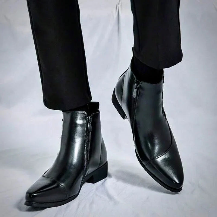 Oskar | Herren Stiefeletten Eckige Spitze Reißverschluss - Dark Brown - Image 4