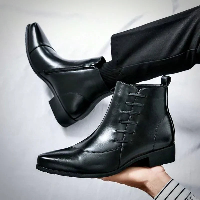 Oskar | Herren Stiefeletten Eckige Spitze Reißverschluss - Dark Brown - Image 6