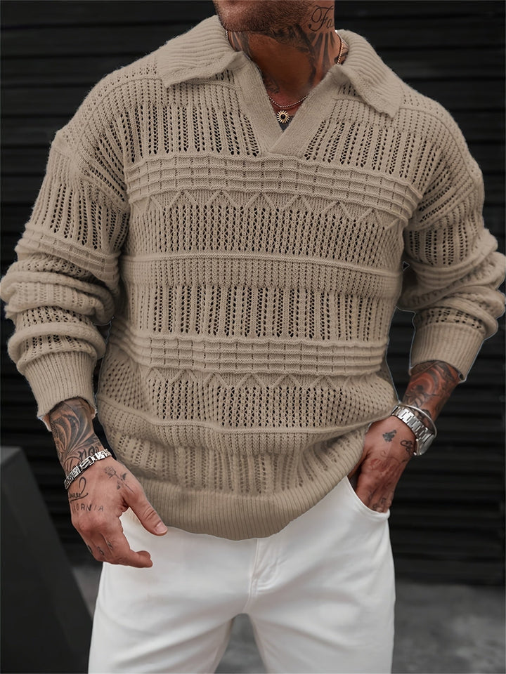 Osmund | Herren Strickpullover mit Kragen Langarm - Light Green - Image 2