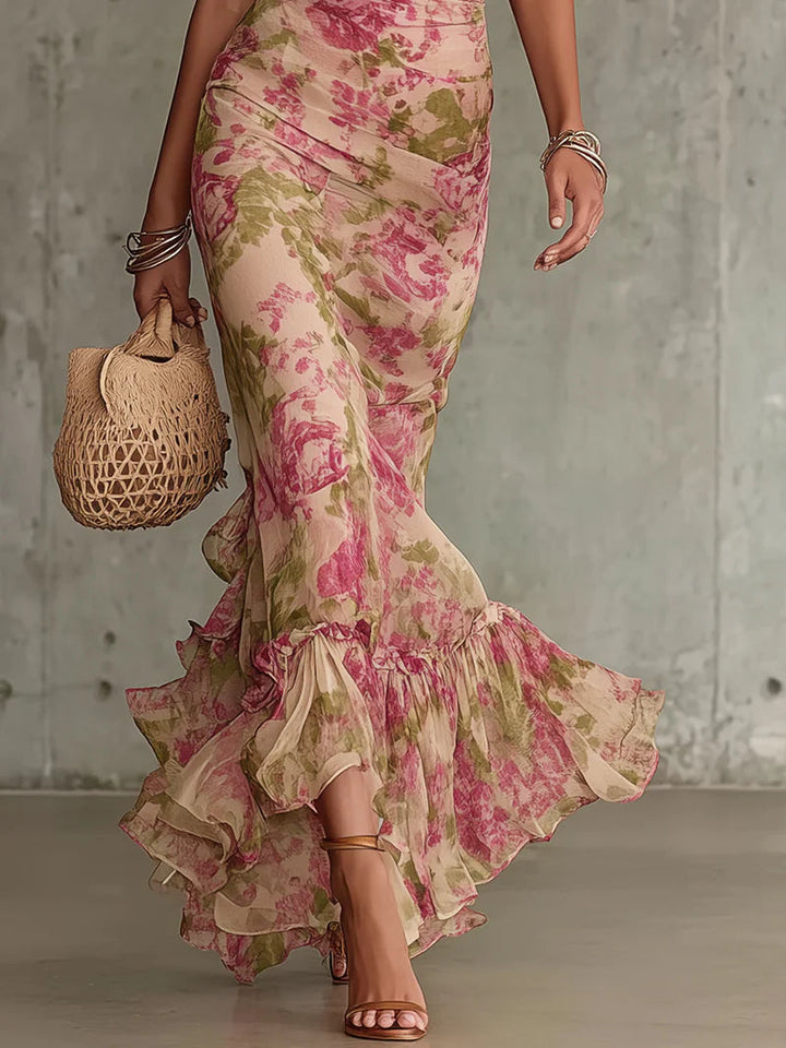 Penelope | Damen Blumen Puffärmel Maxikleid - Floral - Image 3
