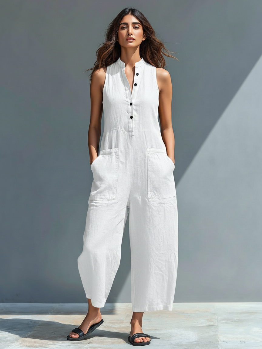Persephone | Damen Ärmelloser Jumpsuit - Black - Image 3