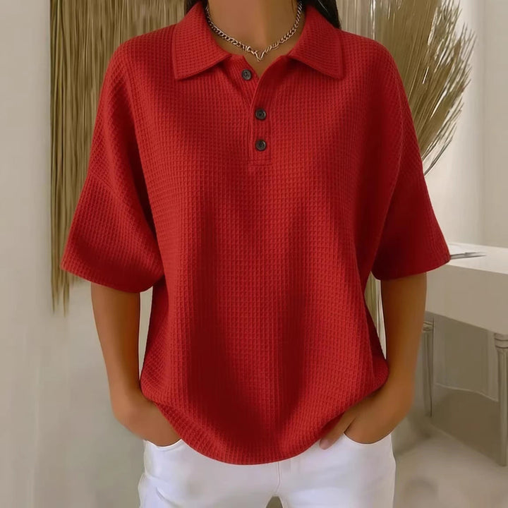 Petra | Damen Poloshirt Kurzarm Relaxed Fit - Red - Image 10