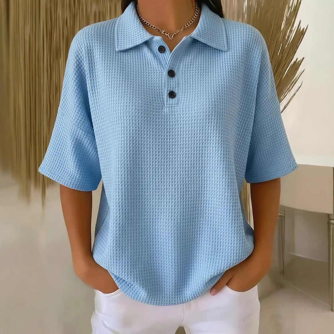 Bregje | Damen Poloshirt Kurzarm Relaxed Fit - Red - Image 7