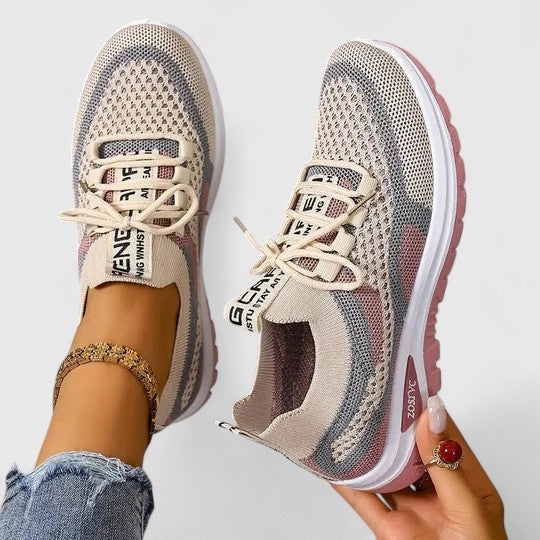 Philomena | Damen Orthopädische Mesh Sneaker - Beige - Image 1