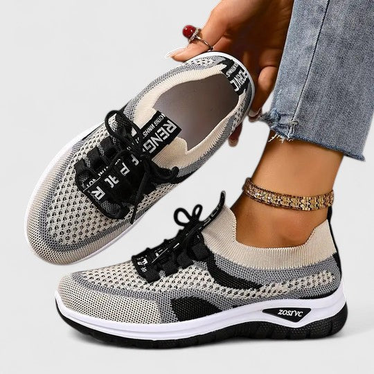 Philomena | Damen Orthopädische Mesh Sneaker - Beige - Image 10