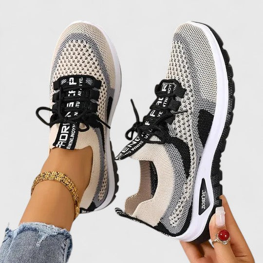Philomena | Damen Orthopädische Mesh Sneaker - Beige - Image 2