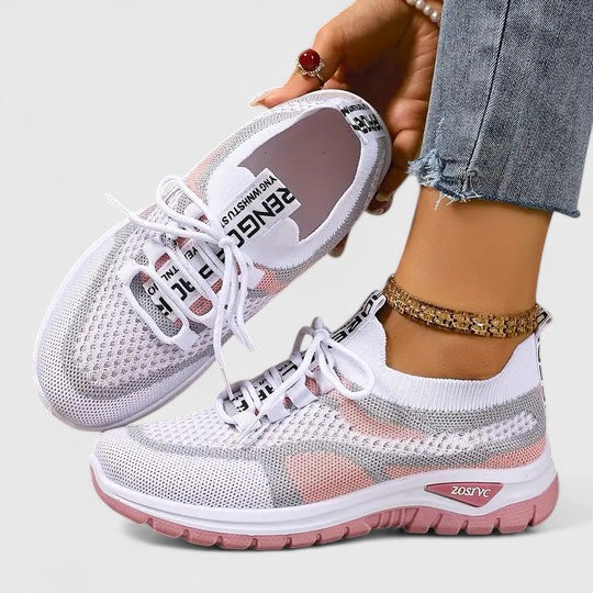 Philomena | Damen Orthopädische Mesh Sneaker - Beige - Image 4