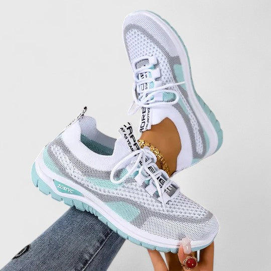 Philomena | Damen Orthopädische Mesh Sneaker - Beige - Image 6