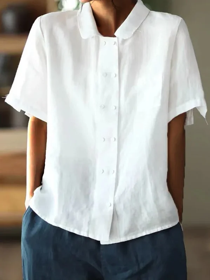 Pella | Damen bluse Kurzarm Peter Pan Kragen Sommer