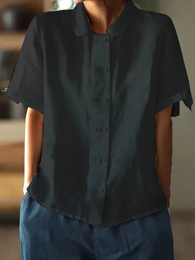 Pella | Damen bluse Kurzarm Peter Pan Kragen Sommer