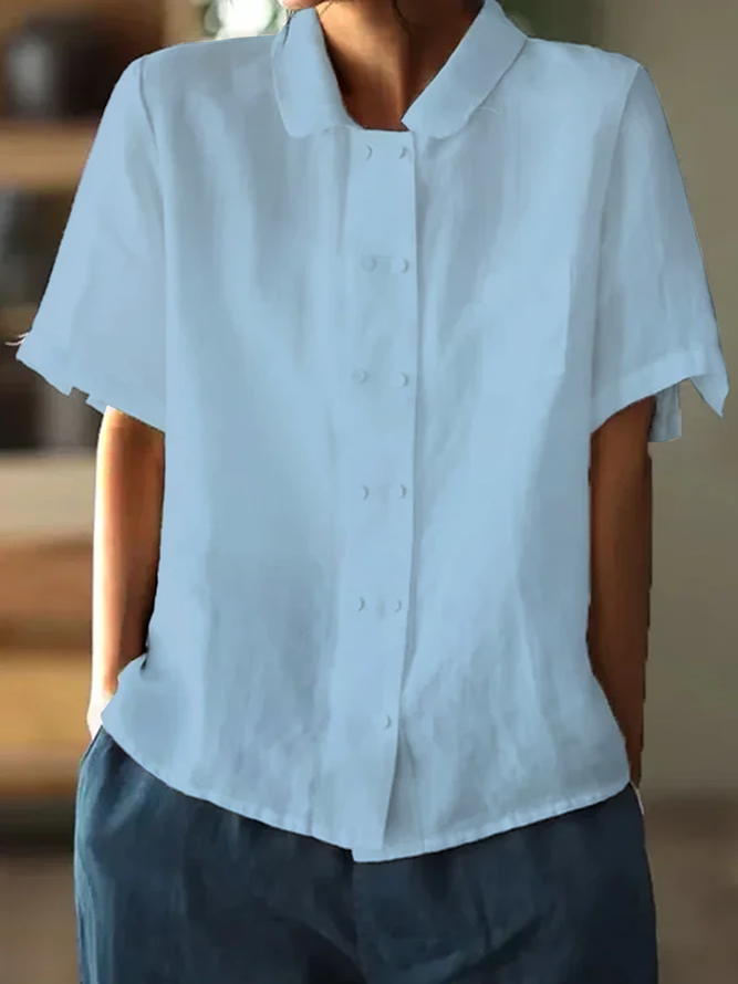 Pella | Damen bluse Kurzarm Peter Pan Kragen Sommer