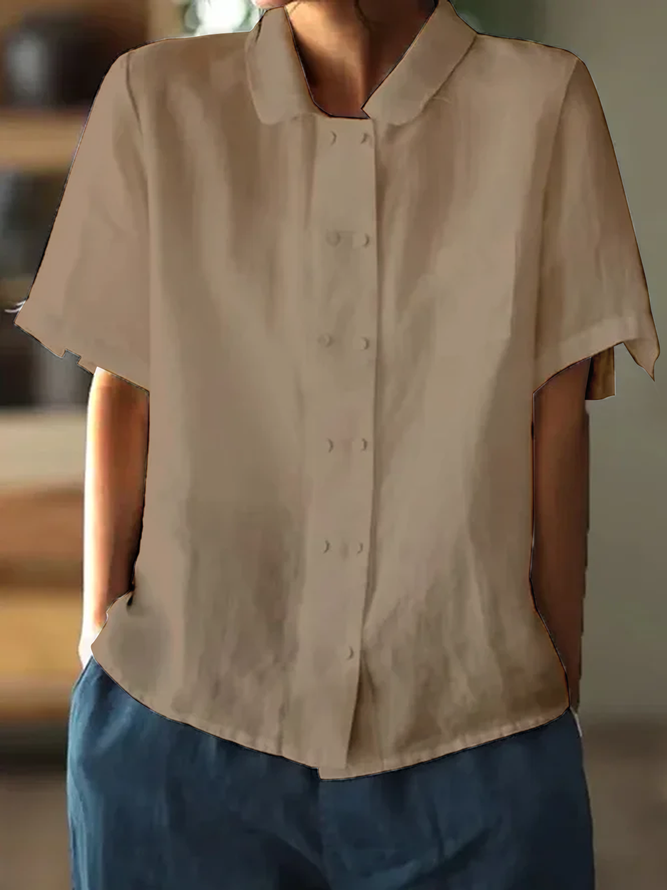 Pella | Damen bluse Kurzarm Peter Pan Kragen Sommer