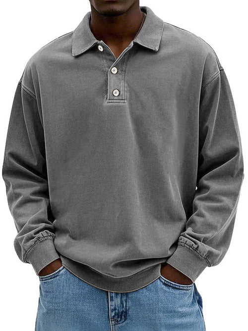 Movi | Herren Polo Sweatshirt Langarm Übergroß Casual Pullover