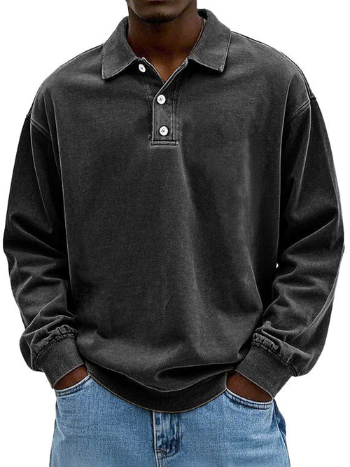 Movi | Herren Polo Sweatshirt Langarm Übergroß Casual Pullover