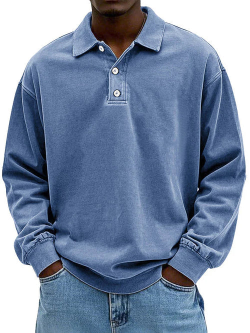 Movi | Herren Polo Sweatshirt Langarm Übergroß Casual Pullover
