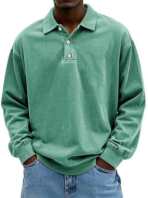 Movi | Herren Polo Sweatshirt Langarm Übergroß Casual Pullover