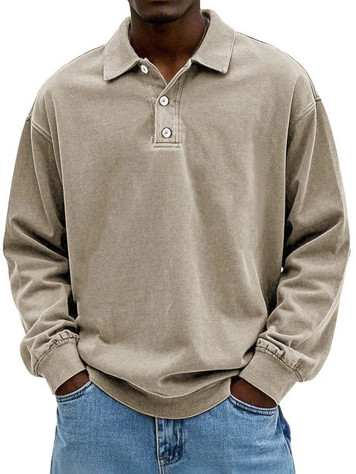 Movi | Herren Polo Sweatshirt Langarm Übergroß Casual Pullover