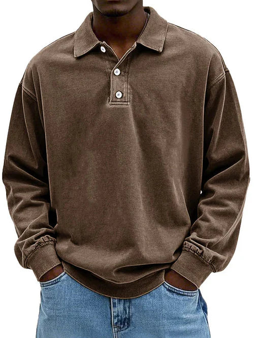 Movi | Herren Polo Sweatshirt Langarm Übergroß Casual Pullover