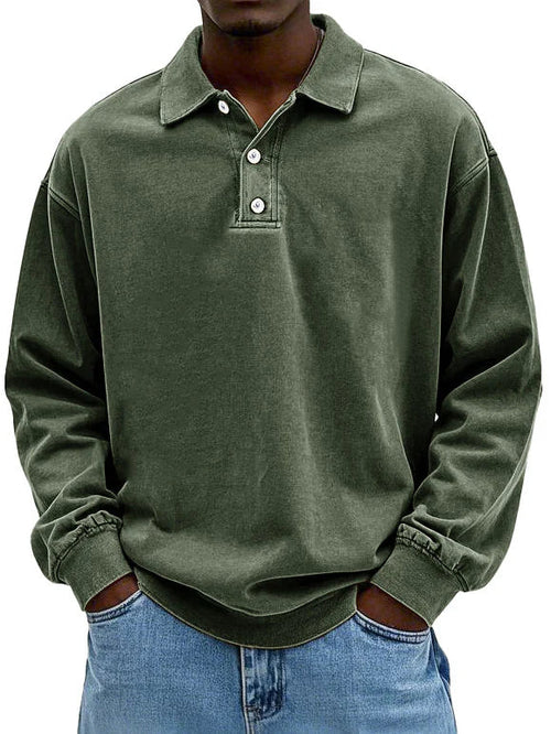 Movi | Herren Polo Sweatshirt Langarm Übergroß Casual Pullover