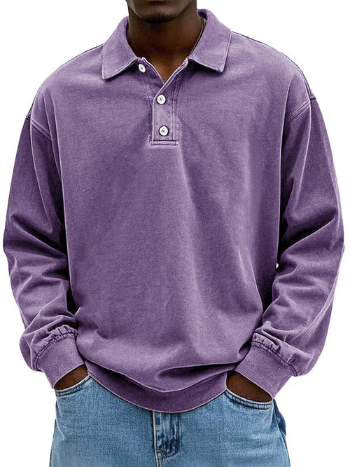 Movi | Herren Polo Sweatshirt Langarm Übergroß Casual Pullover